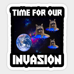 Alien UFO Funny Raccoon Sticker